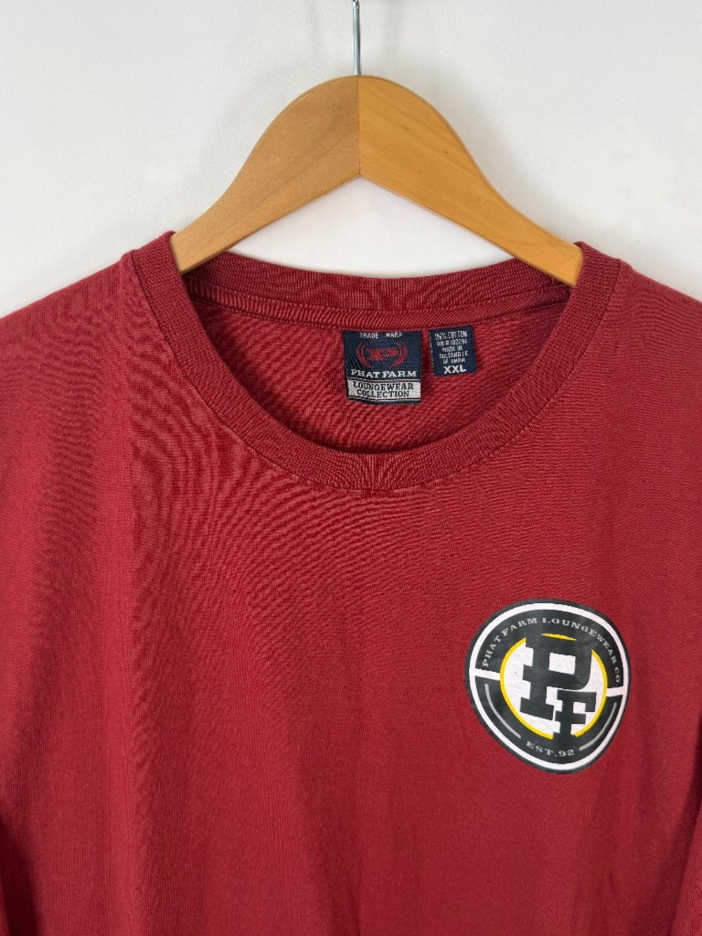 Y2K VTG Phat Farm Men's XXL Maroon Loungewear Long Sleeve T-shirt - Picture 3 of 8